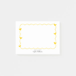 Simple Mustard Wavy Border Heart Stationery Post-it Notes