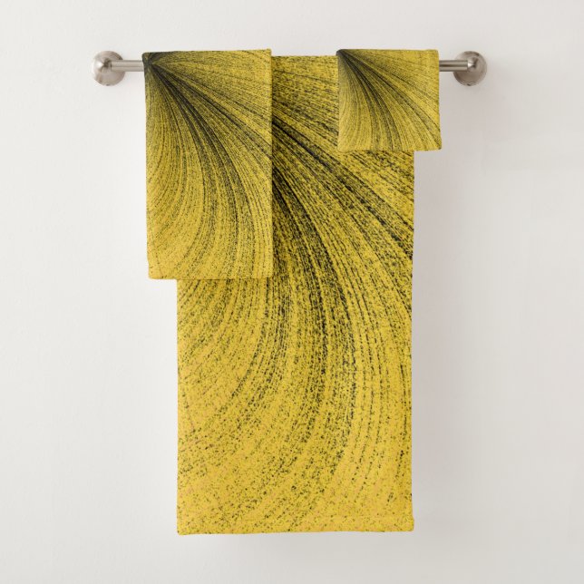 Simple Mustard with Black Splash Bath Towel Set (Insitu)