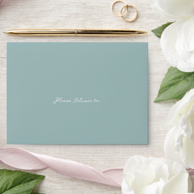 Simple Muted Blue Elegant Wedding Envelope (Wedding)