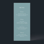 Simple Muted Blue Elegant Wedding Menu<br><div class="desc">Modern wedding menu featuring a simple design with a combination of a contemporary sans serif font,  an elegant handwriting script and an italic font.</div>
