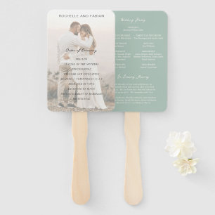 Simple Muted Green Elegant Wedding Program Hand Fan