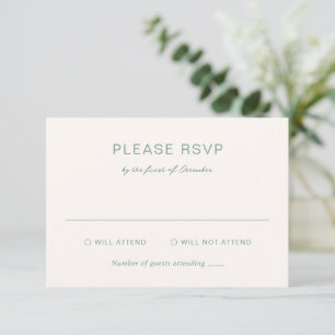 Simple Muted Green Elegant Wedding RSVP Card