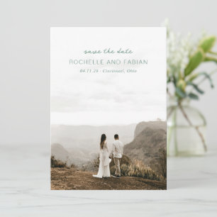 Simple Muted Green Photo Elegant Wedding Save The Date
