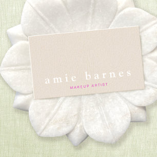 Simple Muted Pink Textured Leather Look Feminine Business Card