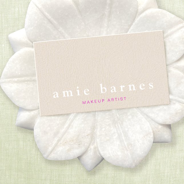 Simple Muted Pink Textured Leather Look Feminine Business Card (Creator Uploaded)