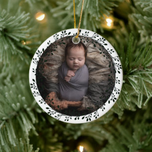 Simple My First Christmas Personalised Baby Photo Ceramic Tree Decoration