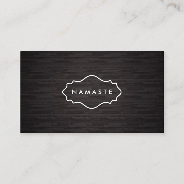Simple Namaste Yoga Dark Wood Business Card (Front)