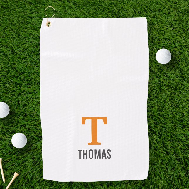 Simple Name and Monogram Initial Personalised Golf Towel (Creator Uploaded)