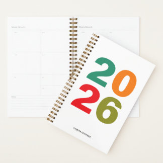 Simple name colourful modern typography 2026 photo planner