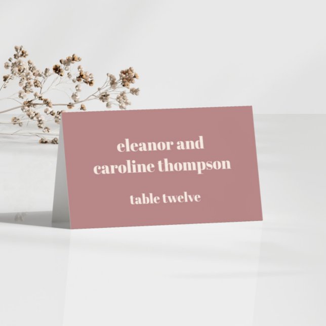 Simple Name Dusty Rose Custom Wedding Place Card (Creator Uploaded)