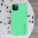 Simple Name | Mint Green Minimalist Colour Block iPhone 13 Case<br><div class="desc">A simple,  stylish case with a modern solid colour block plain style in a bright fun mint green. Your name,  initials or favourite word in modern block typography in trendy off black which you can easily personalise for yourself or as a special gift for a loved one.</div>