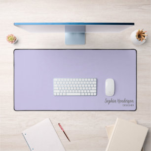 Simple Name Monogram 2 lines of Custom Text Purple Desk Mat