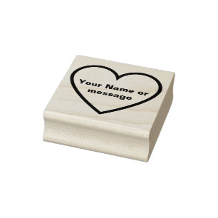 Simple Name or Message Heart Outline  Rubber Stamp