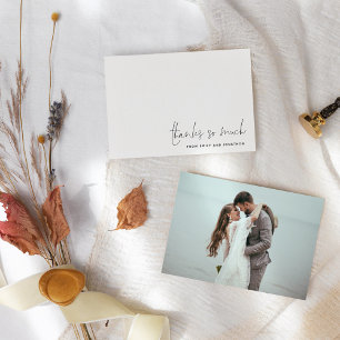 Simple Name Script Photo Wedding Thank You Card