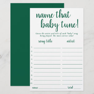 Simple Name That Baby Tune Green Game Card
