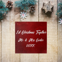 Simple Name Year Couple 1st Christmas Crimson