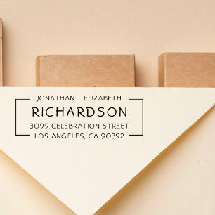 Simple Names & Family Name Wedding Return Address Rubber Stamp