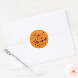 Simple Names Wedding Date Favour Envelope Classic Round Sticker
