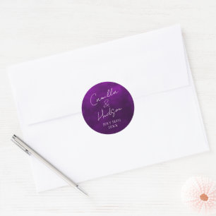 Simple Names Wedding Date Favour Envelope Classic Round Sticker