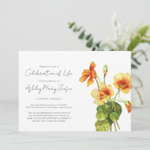 Simple Nasturtium Celebration of Life Funeral Invitation
