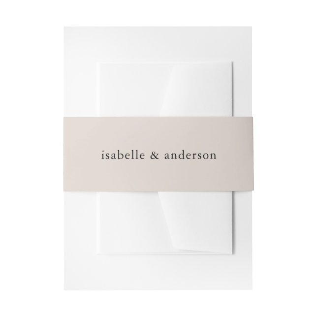 Simple Natural Brown Wedding Invitation Belly Band (Front Example)