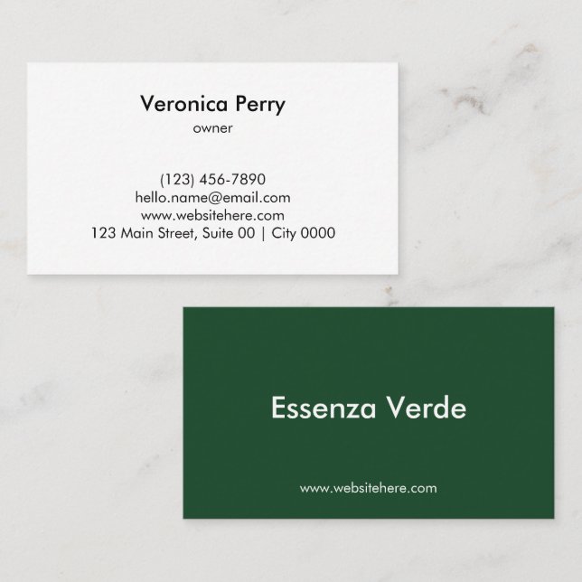 Simple Natural Professional Botanical Deep Green Business Card (Front/Back)