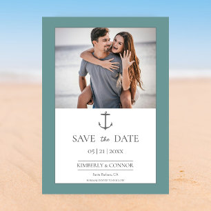 Simple Nautical Anchor Photo Save the Date   Teal