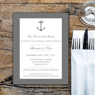 Simple Nautical Anchor Rehearsal Dinner Grey Invitation