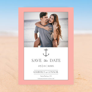 Simple Nautical Anchor Save the Date   Coral