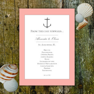 Simple Nautical Anchor Wedding   Coral Programme