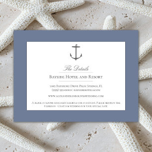 Simple Nautical Anchor Wedding Dusty Blue Enclosure Card