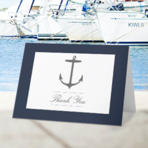 Simple Nautical Anchor Wedding   Navy  Thank You Card