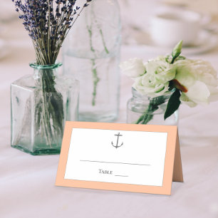Simple Nautical Anchor Wedding Peach Fuzz Place Card