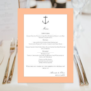 Simple Nautical Anchor Wedding   Peach Menu