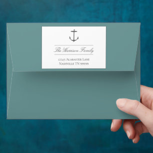 Simple Nautical Anchor Wedding Teal Envelope