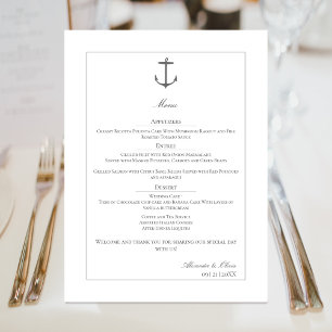 Simple Nautical Anchor Wedding   White Menu