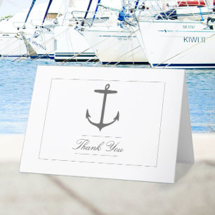 Simple Nautical Anchor Wedding White Thank You Card