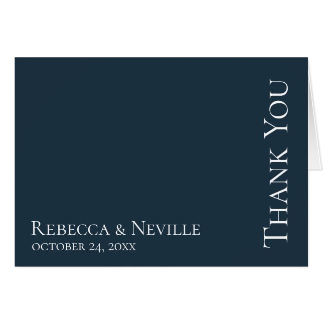 Simple Nautical Blue Text Wedding Thank You (Front Horizontal)