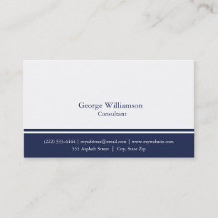 Simple Nautical Navy Blue and White Business Card