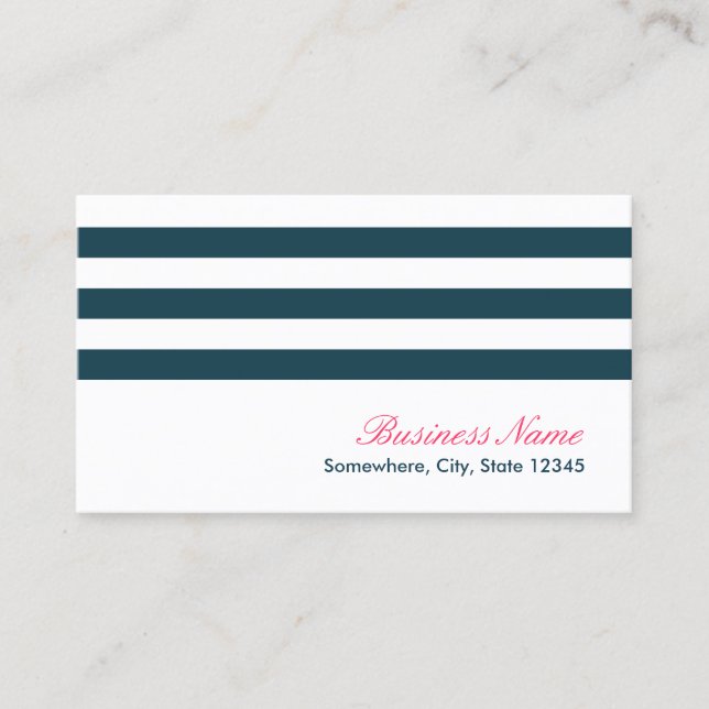 Simple Nautical Navy Blue Stripes Business Cards (Front)