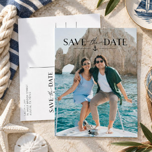 Simple Nautical Photo Wedding Save the Date Announcement Postcard