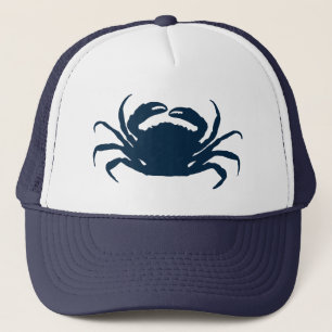 Simple Navi Blue Sea Crab Illustration Trucker Hat