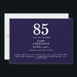 Simple Navy 85th Birthday Party Invitation<br><div class="desc">85th Birthday Party Invitation.   Navy</div>