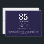 Simple Navy 85th Birthday Party Invitation<br><div class="desc">85th Birthday Party Invitation.   Navy</div>