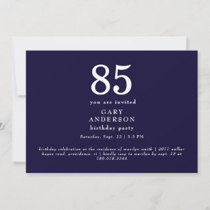 Simple Navy 85th Birthday Party Invitation