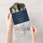 Simple Navy Blue 2 Photo QR Code RSVP Wedding