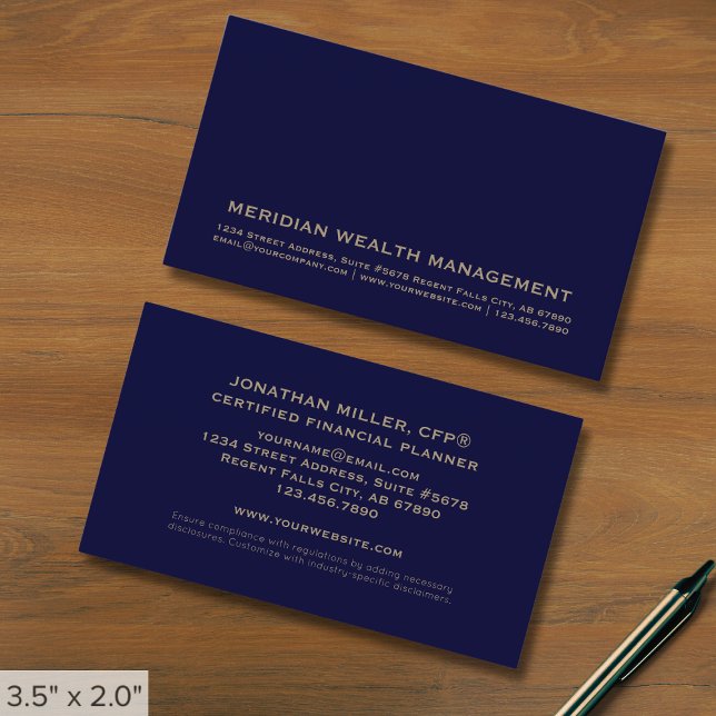 Simple Navy Blue and Gold Business Card (Creator Uploaded)
