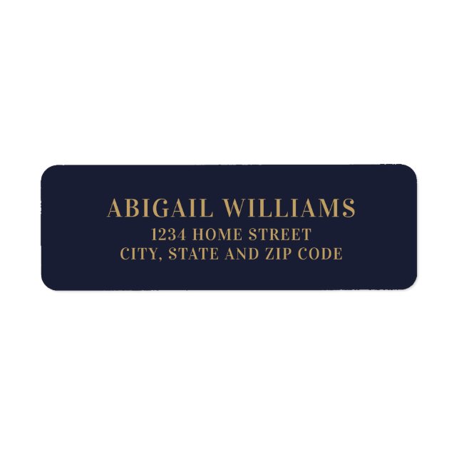 Simple Navy Blue and Gold Return Address (Front)