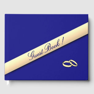 Simple Navy Blue and Gold Wedding Guest Book