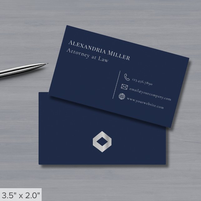 Simple Navy Blue and Grey Business Card (Creator Uploaded)